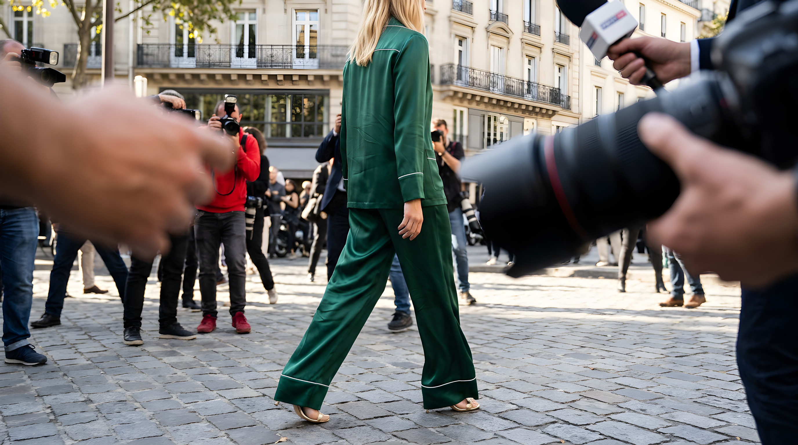 Margot Robbie vækker opsigt med pyjamaslook i Paris
