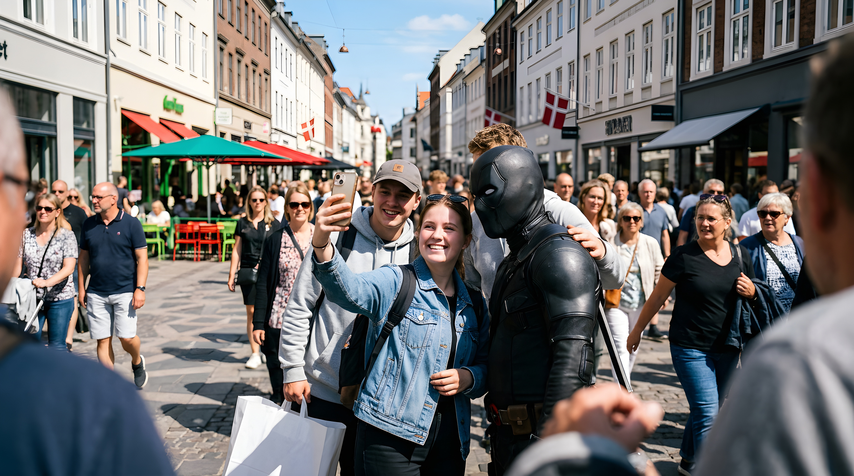 Ryan Reynolds tog selfies med uanende fans under maske