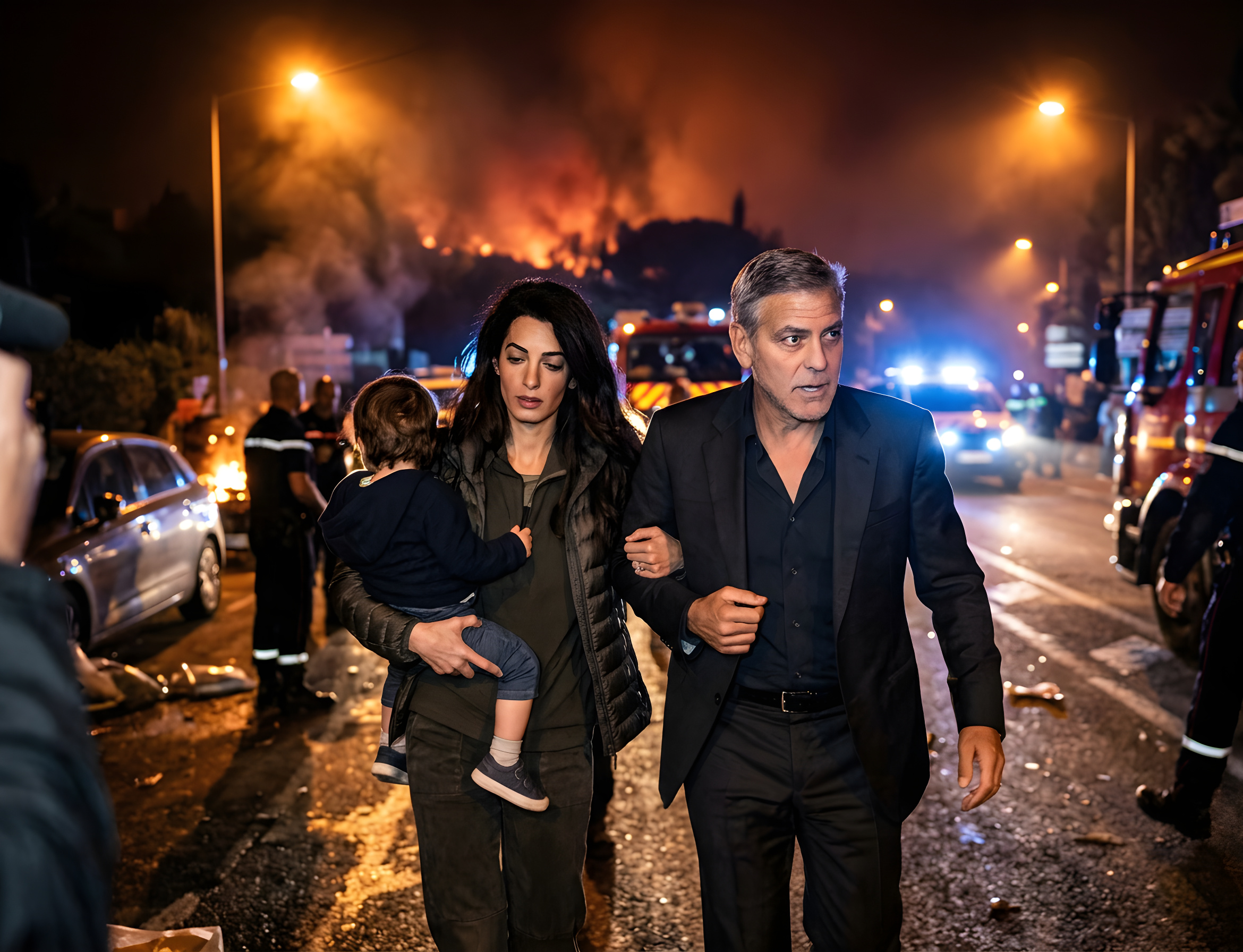 George og Amal Clooney flygter fra voldsom skovbrand i Frankrig