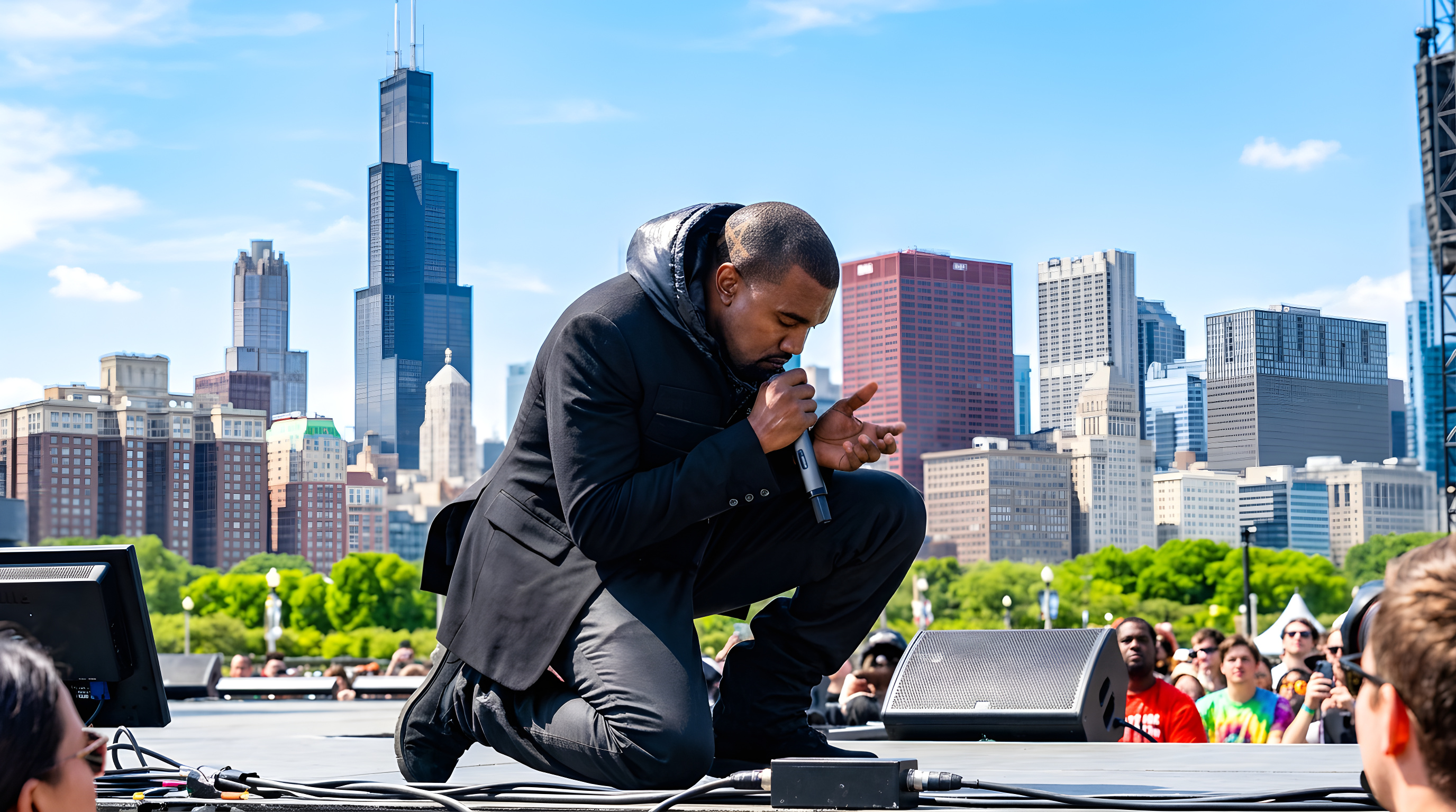 Kanye West begraver stridsøksen på scenen i Chicago