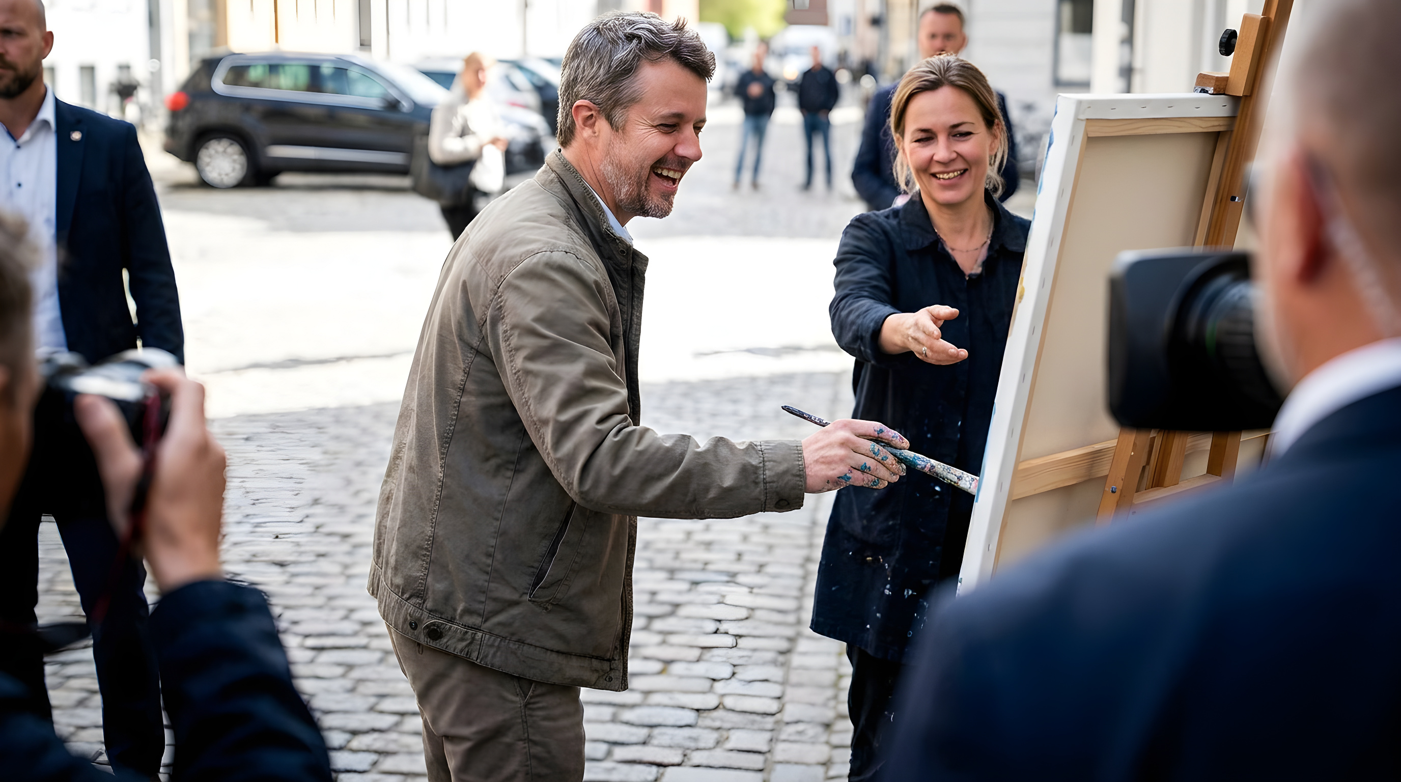 Kong Frederik maler selv med på sit nye officielle portræt