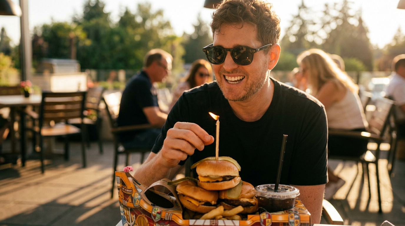 Michael Bublé fejrer fødselsdag med en burgerkage
