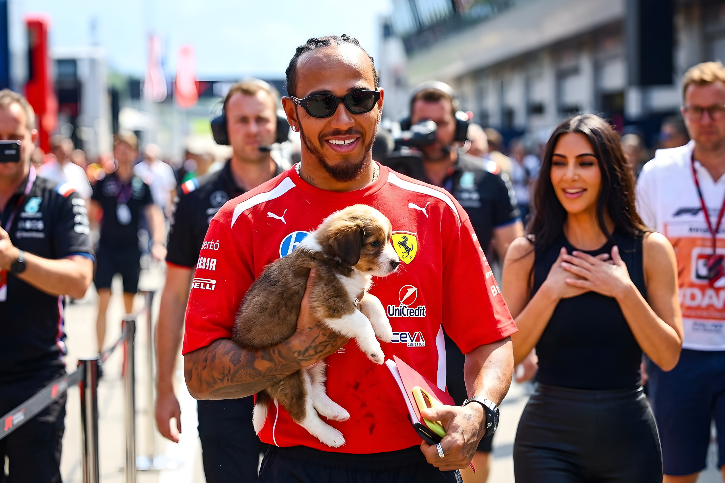 Lewis Hamilton viser ny hvalp frem og Kim Kardashian er forelsket