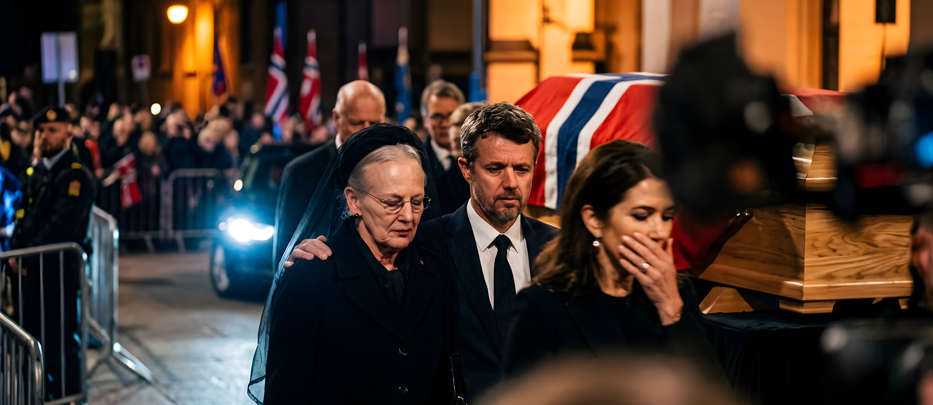 Den danske kongefamilie tager afsked med kong Harald