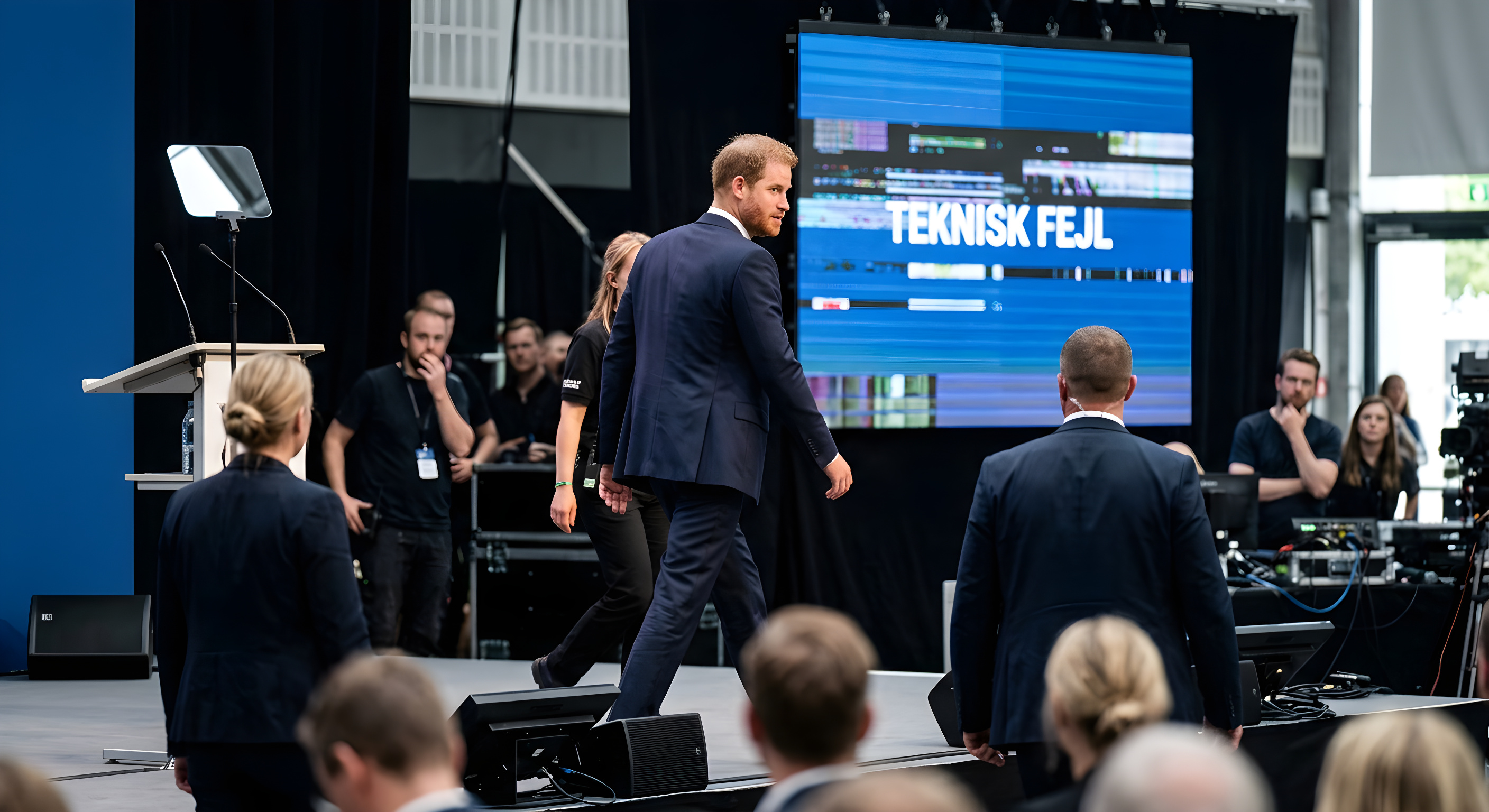 Prins Harry må afbryde tale efter teknisk fejl