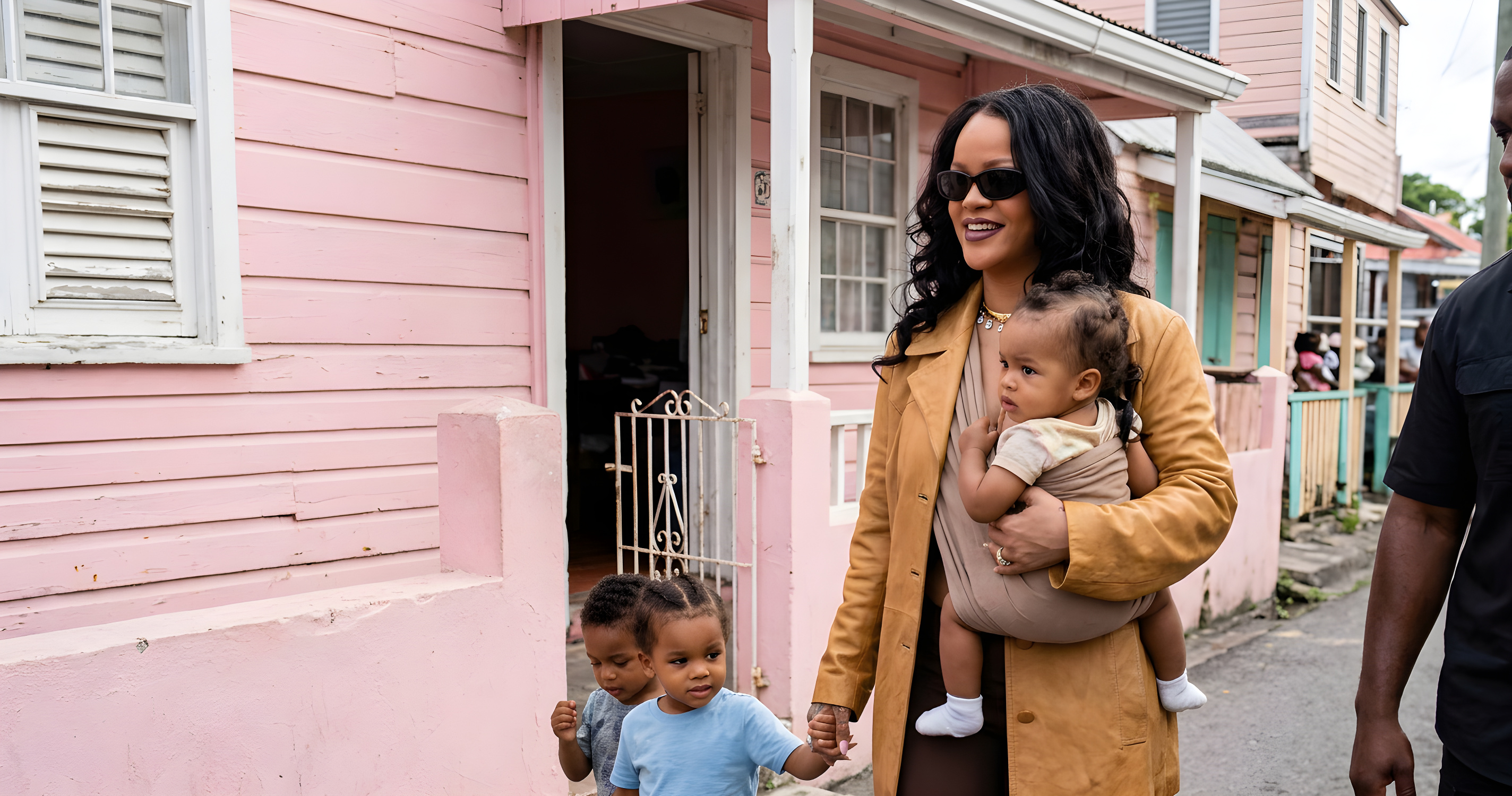 Rihanna viser sine børn sit gamle barndomshjem