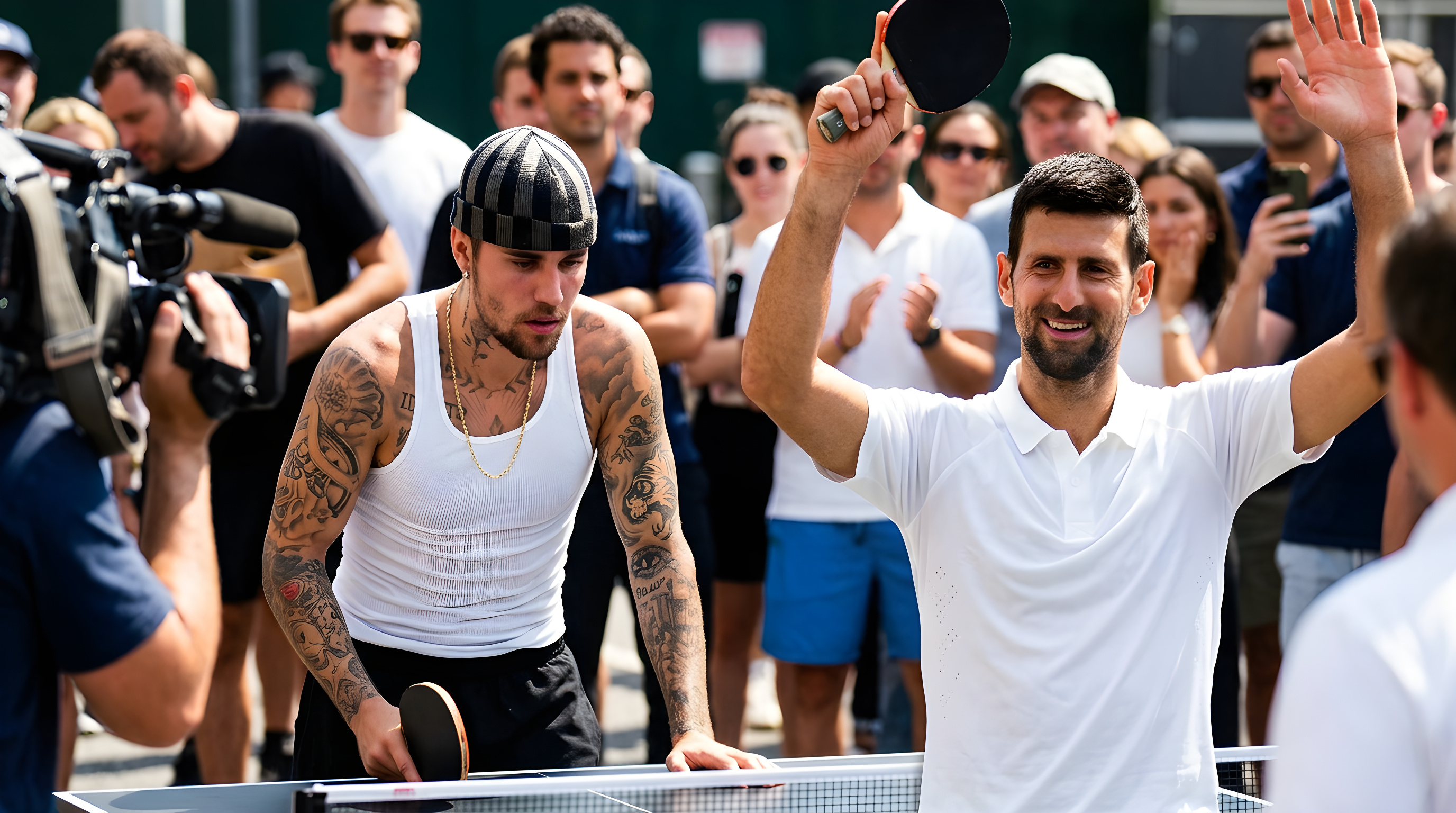 Justin Bieber tabte i bordtennis til Novak Djokovic