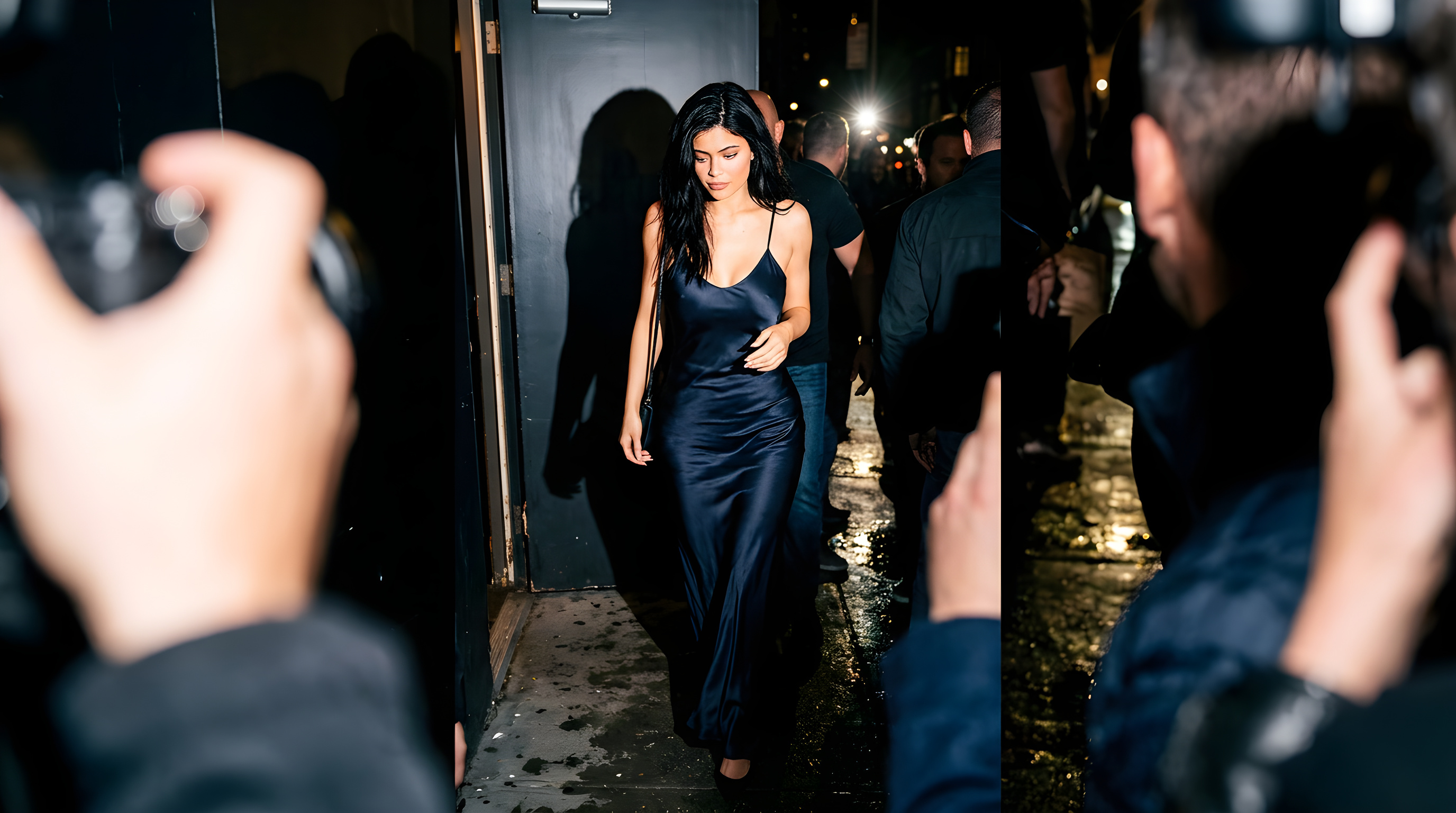 Kylie Jenner vækker opsigt i meget dristig silkekjole