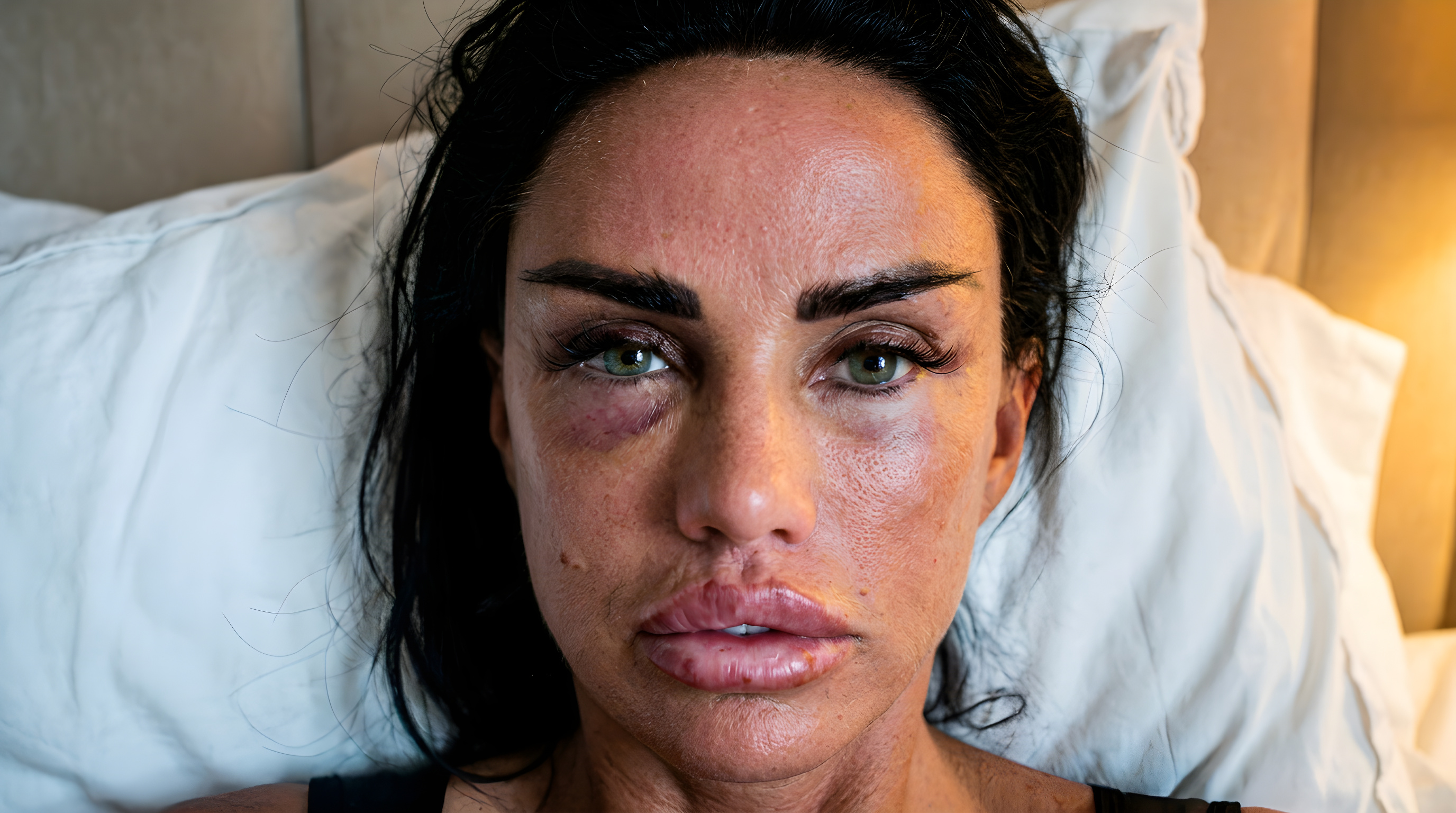 Katie Price forklarer sit voldsomt hævede ansigt