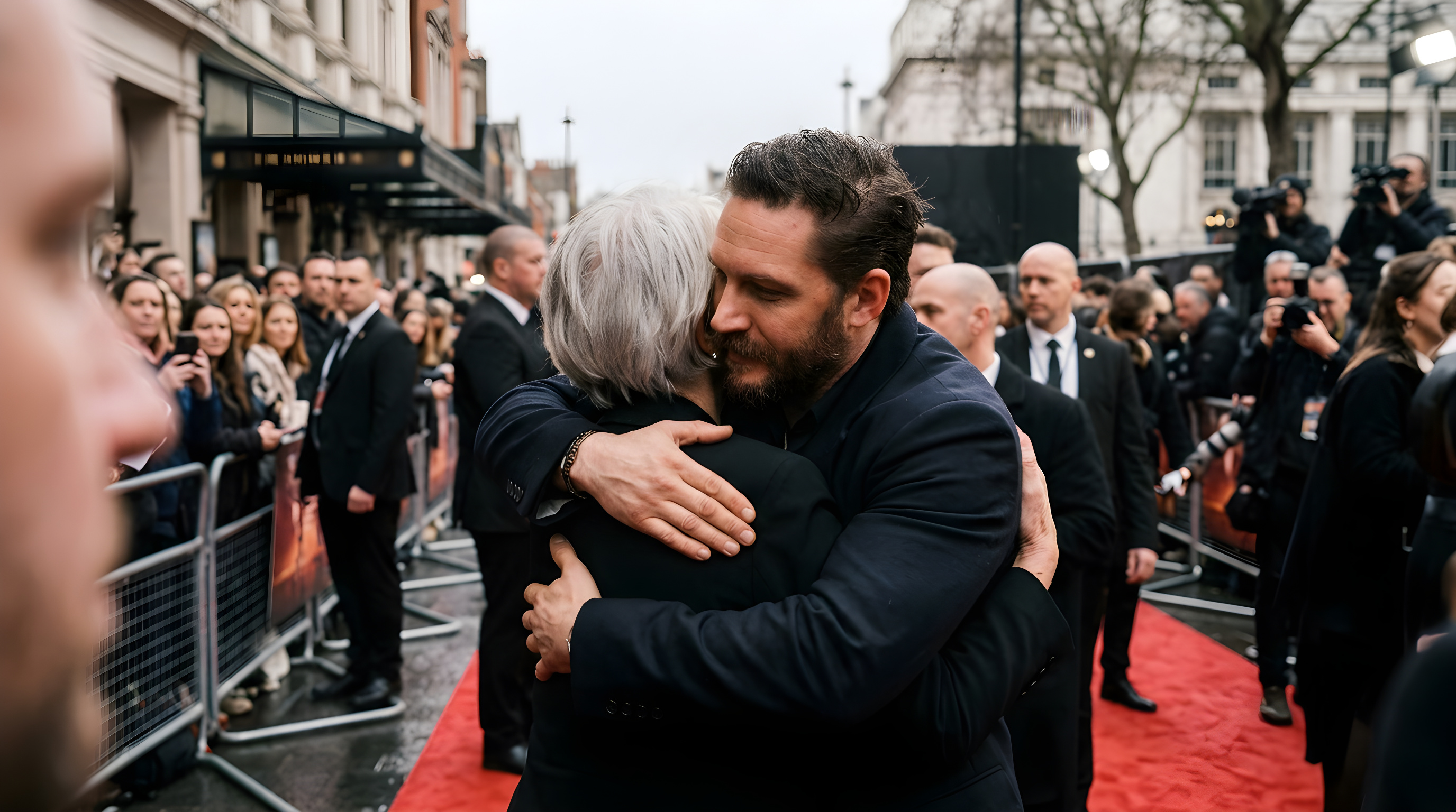 Helen Mirren og Tom Hardy krammer efter rygter om drama